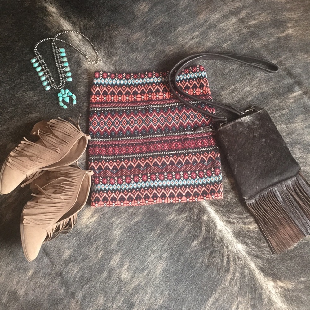 Stretchy Aztec Print Mini Skirt